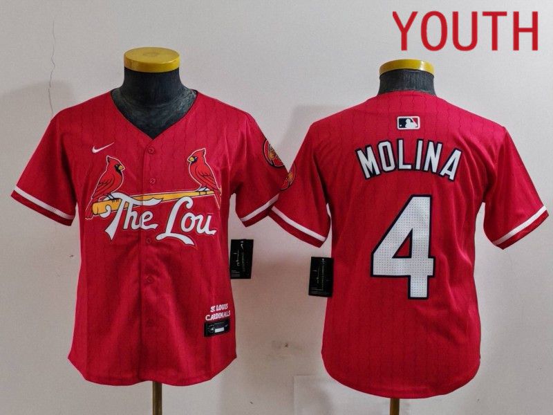 Youth St.Louis Cardinals #4 Molina Red City Edition 2024 Nike MLB Jersey style 729